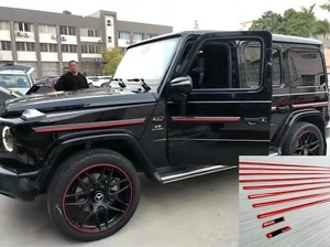10pcs RED Side Molding Body Trim Kit Sticker for Benz W464 W463 G63 G55 G550 AMG - Picture 1 of 11