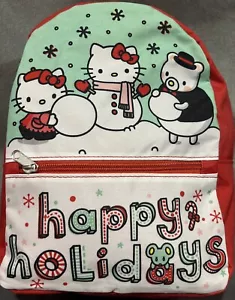 Sanrio Hello Kitty & Friends Kawaii Christmas Snowman Building Backpack 10” Bag - Picture 1 of 5