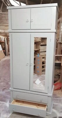 HANDMADE AYLESBURY MIRRORED WARDROBE WITH TOPBOX MANY COLOURS (NOT FLATPACKED) - Image 1 of 3