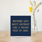 Folded Piece Of Card Blue Green Pink And Gold Happy Birthday Card | Funny Card
