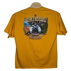 T-shirt uomo Harley Davidson 3XL giallo Spartanburg South Carolina Hanes Beefy - Foto 1 di 10