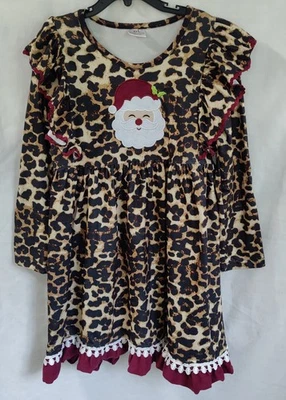 Boutique Christmas Santa Dress Size 4XL (7) Leopard Cheetah Print Knit NWOT - Image 1 of 3