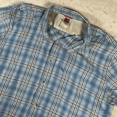 The North Face Shirt Mens Large Blue Plaid Short Sleeve Button Down Gorpcore - Image 1 of 4