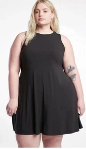 ATHLETA Size 2X Santorini Thera Dress Solid Black Sleeveless Stretch Modal Knit - Picture 1 of 8