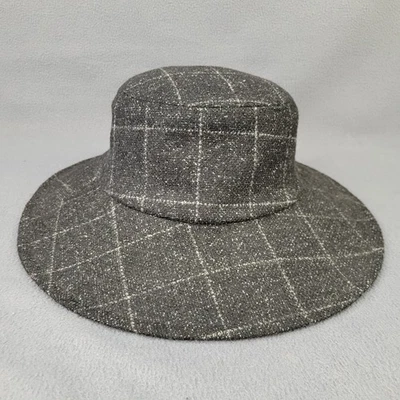 Sombrero cubo de lana negro gris a cuadros Nine West para mujer Foto 1 de 4