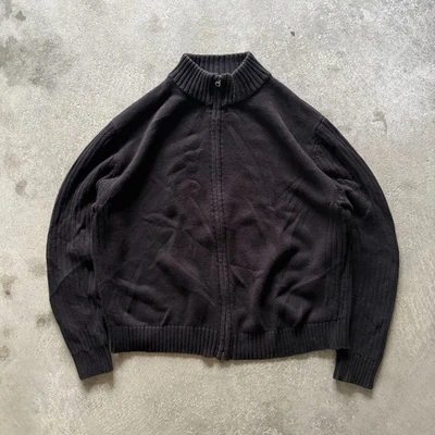 Vintage Años 90 Lord and Taylor Negro Acanalado Suéter Cremallera Chaqueta - XL Foto 1 de 4