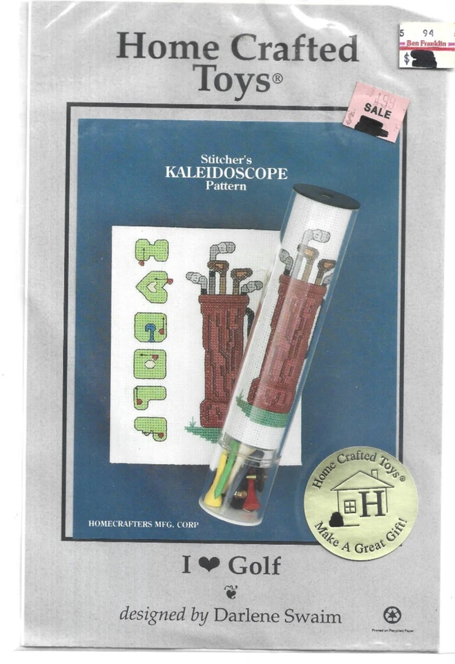 I Love Golf  Cross Stitch Pattern Kaleidoscope Pattern 1993 Home Crafted Toys - Image 1 of 1
