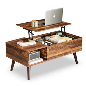 Coffee Table for Living Room, Lift Top with Storage, Small Rising Wooden Dining - Picture 1 of 4