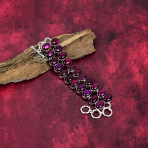 Pink Flash Labradorite Gemstone 925 Sterling Silver Handmade Jewelry Bracelet - Picture 1 of 5