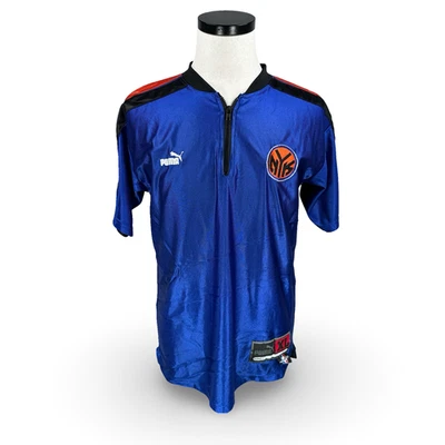 Camiseta deportiva vintage Puma New York Knicks satinada calentamiento niños jóvenes XL 18-20 azul negro Foto 1 de 4