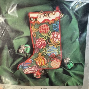 Ornaments & Ribbons Christmas Stocking Something Special Needlepoint Kit 1993 - Picture 1 of 6