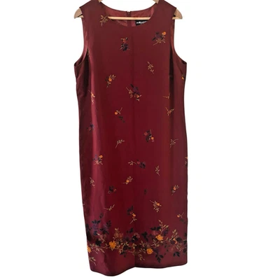 Sag Harbor Womens Midi Dress Size 18P Floral Orange Sleeveless Sheath Preppy 90s - Image 1 of 4