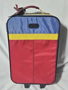 Vintage 90er Jaguar Rollkoffer Handgepäck. Blau Rot Gelb, Farbblock - Bild 1 von 20