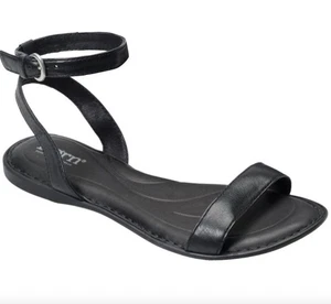 Born Alice Black Leather Sandals Womens Size 11M ankle strap - Picture 1 of 11