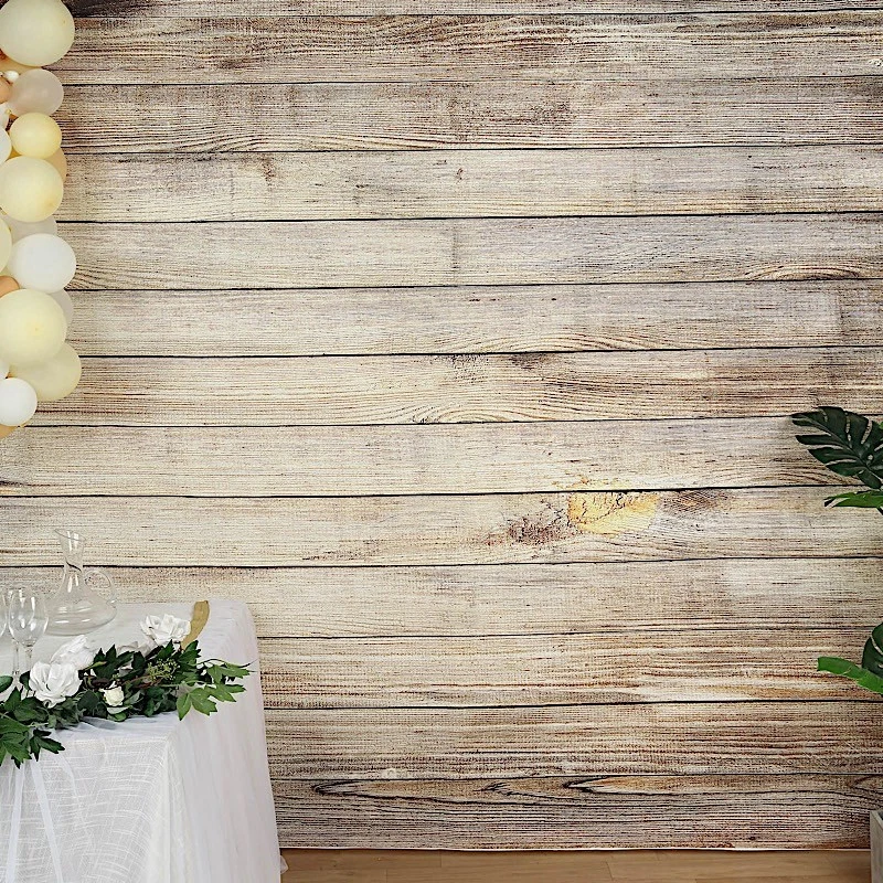8 ft Printed Vinyl PHOTO BACKDROP Natural Wood Design BANNER Party Decorations - Image 1 of 4