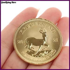 1PZ 1974/1978/2021 Moneta Krugerrand Oro Sudafricana 4cm Replica Moneta Oro - Foto 1 di 30
