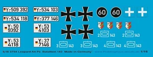 Peddinghaus-Decals 1/16 3754 Léopard A4 Panz. Bat. 143 - Photo 1 sur 1
