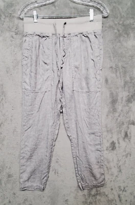 Pantalones Lou & Grey para mujer pequeños grises mezcla de lino informales elásticos Foto 1 de 4