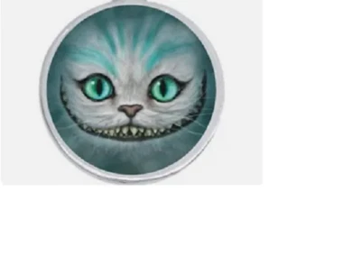 One-Of-A-Kind CHESHIRE CAT FREAKY Platinum Silver Plated CUFF BANGLE Bracelet - Image 1 of 4