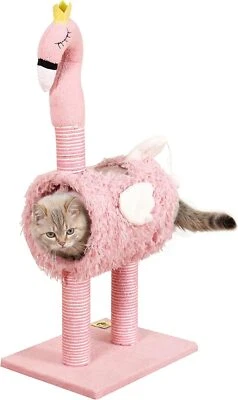 Cute Flamingo Cat Scratching Post,Soft Plush Fabric & Natural sisal Climbing Cat - Image 1 of 4