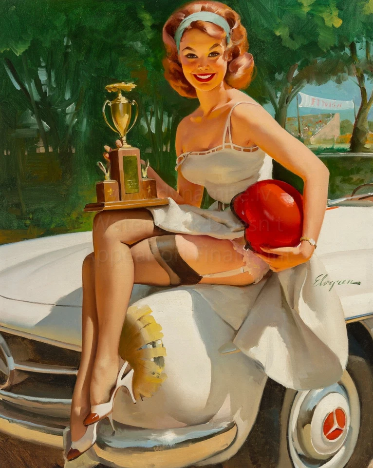 GIL ELVGREN Pin-Up Poster or Canvas Print "Trophy Girl - A Winner" - Image 1 of 1