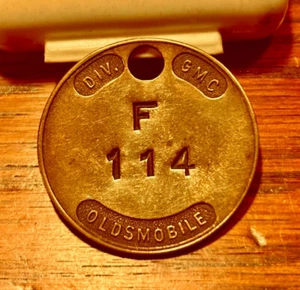 VTG Automotive Tool Check Brass Tag; OLDSMOBILE CAR Division; Lansing Michigan - Picture 1 of 3