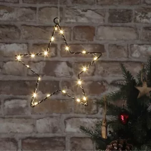 Quadro finestra LED con timer metallo stella catena luminosa 20 luci circa 20 cm #05 - Foto 1 di 3