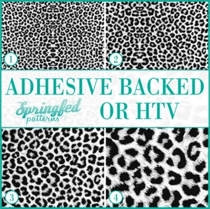 LEOPARD PRINT Spots Pattern #1 White & Black Adhesive Vinyl or HTV Heat Transfer - Picture 1 of 2