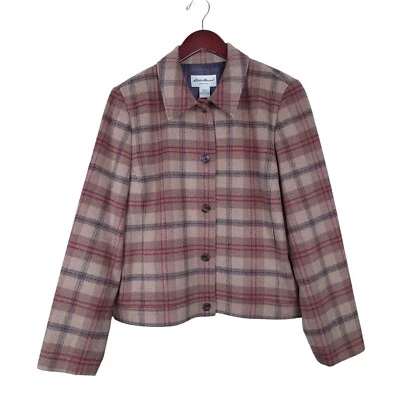 Eddie Bauer Vintage 100% Wool Plaid Button Jacket Coat Women M - Image 1 of 4