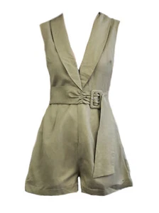 MADISON THE LABEL Mujer Verde sin Mangas Algodón Mono #MS0206 Xs Nwt - Imagen 1 de 2