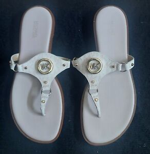 MICHAEL Michael Kors MK Plate Women's Faux Leather Slingback Sandals Sz 9.5