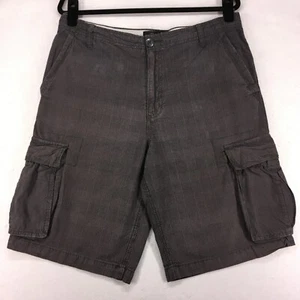 OCEAN PACIFIC Men's Cargo Shorts Size 34 Plaid Gray Inseam 12 Rise 12 - Picture 1 of 10