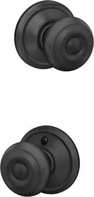Schlage F10 GEO 622 Georgian Door Knob, Hall & Closet Passage Lock Matte Black - Image 1 of 4