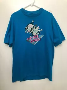 TIP THE COWS Blue Tee Shirt XL Pre Owned 1989 "The Game That's UDDER MADNESS" - Picture 1 of 5