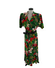 Carol Anderson Vintage Dress Women's Size 12 Belted Colorful Tropical Print Maxi
