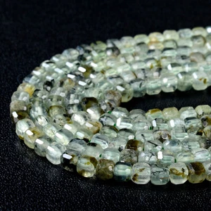 4 mm Piedra Prehnita Natural A Micro Facetado Diamante Corte Cubo Cuentas Sueltas (P41) - Imagen 1 de 3