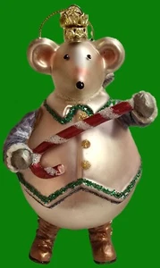 Mauskönig mit Krone & Zuckerstange Zepter Glas Weihnachtsschmuck 5 Zoll hoch perfekt - Bild 1 von 8