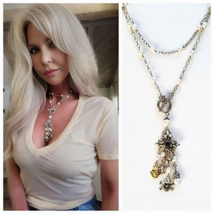 Sterling Silver Kinley White Pearl Front Toggle Cross Necklace  - Picture 1 of 10