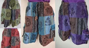 S-5XL Patchwork elastische Baumwollshorts Hippie halbe Hose Lounge Cargo Combat HP5 - Bild 1 von 15