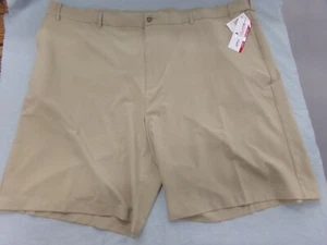 Mens Size 52 Big & Tall Grand Slam Khaki Expandable Waistband UPF 50 Shorts NEW - Picture 1 of 2