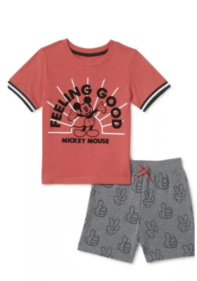 Juego de 2 pantalones cortos y camisas Disney Junior Mickey para niños talla 18 M nuevo con etiquetas Foto 1 de 4