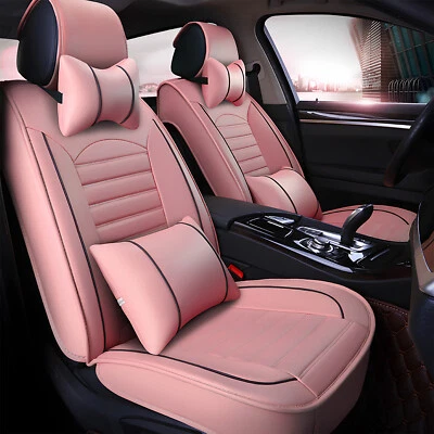 For Toyota Camry Pink Car 5 Seat Covers Full Set Waterproof Leather Protector Foto 1 de 4