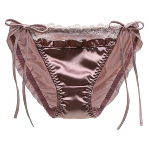 Women Girl Satin Panties Tie Side Triangle Briefs Bikini Panty Lace Sweet - Picture 1 of 14