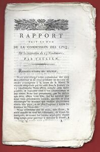 1795 RAPPORT DE TALLIEN CONJURATION 13 VENDEMIAIRE BONAPARTE