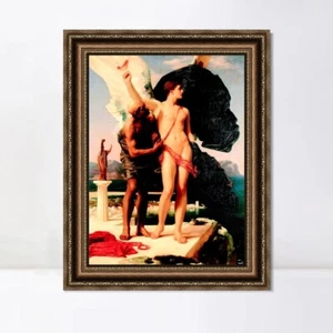 Lienzo enmarcado impresión giclee Dédalo e Ícaro por Frederick Leighton decoración del hogar - Imagen 1 de 16