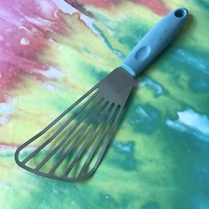 Blau Schlitz Spatel Schneebesen Quirl Sieb Multi Utensil Edelstahl 10" Klein - Bild 1 von 8