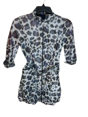 Chaqueta Joseph Ribkoff Talla 8 Azul Estampado Guepardo Forrada Estilo Primavera Dobladillo Burbuja Foto 1 de 4