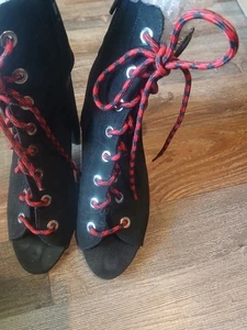 Stiefelette schwarz offene Zehenpartie und Absatzschnürung Gr. 8 - Bild 1 von 6