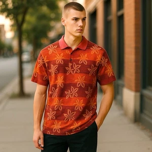 Polo uomo BUGATCHI UOMO piccola cotone mercerizzato a righe motivo floreale nuova con etichetta - Foto 1 di 7