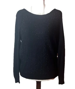WORTHINGTON Long Sleeve Sweater Rhinestone Front BLACK Size XL - Picture 1 of 3